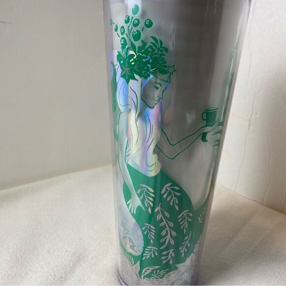 Starbucks New With Tags Christmas 2022 Pearlized Mermaid white Green Tumbler - Picture 4 of 6